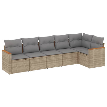 Set Divano da Giardino 6 pz con Cuscini Beige Misto Polyrattan - homemem39