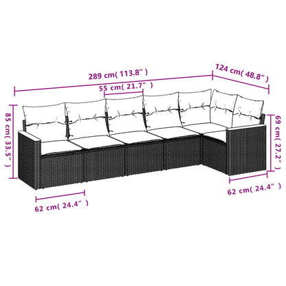 Set Divano da Giardino 6 pz con Cuscini Grigio in Polyrattan | homemem39