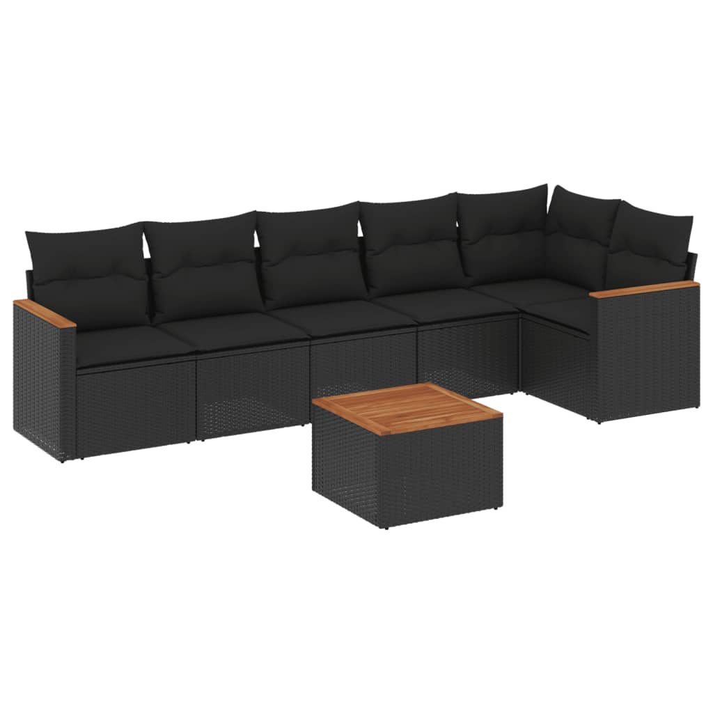 Set Divani da Giardino con Cuscini 7pz Nero Polyrattan - homemem39