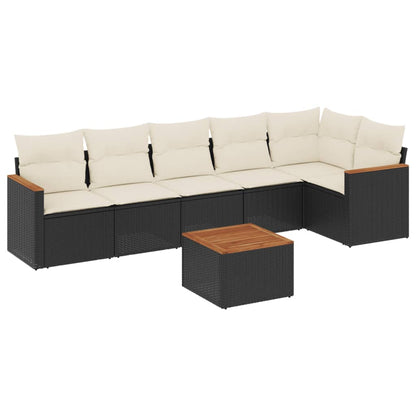 Set Divani da Giardino con Cuscini 7pz Nero Polyrattan - homemem39