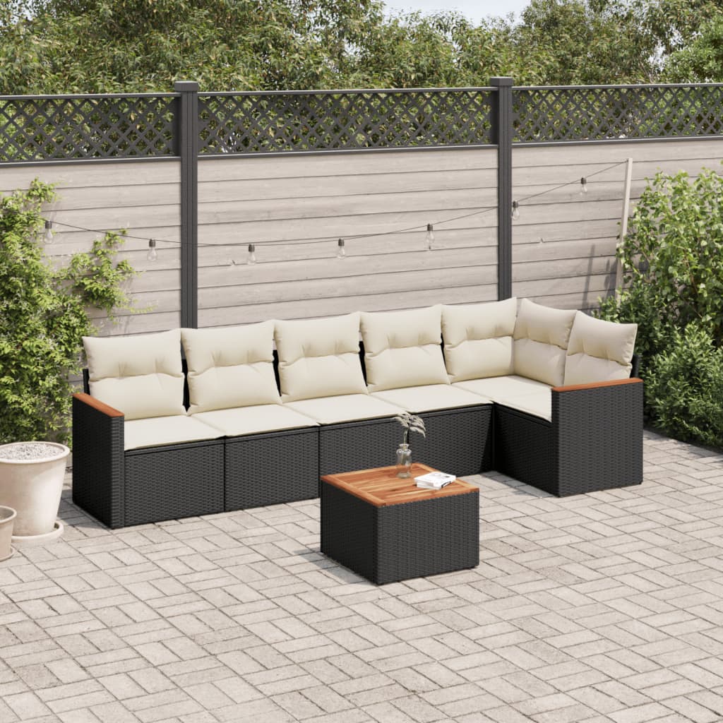 Set Divani da Giardino con Cuscini 7pz Nero Polyrattan - homemem39