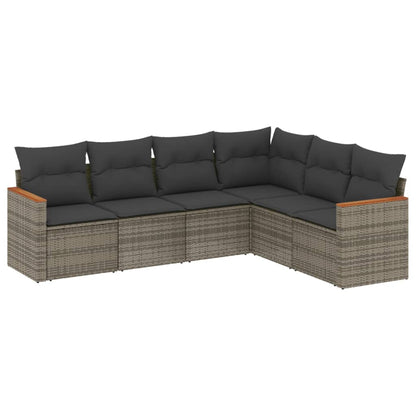 Set Divano da Giardino 6 pz con Cuscini Grigio in Polyrattan - homemem39
