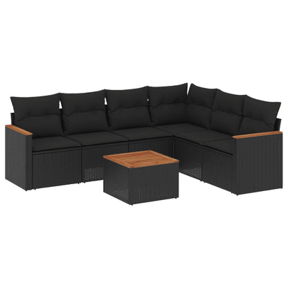 Set Divani da Giardino con Cuscini 7pz Nero Polyrattan - homemem39