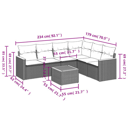 Set Divani da Giardino con Cuscini 7pz Nero Polyrattan | homemem39