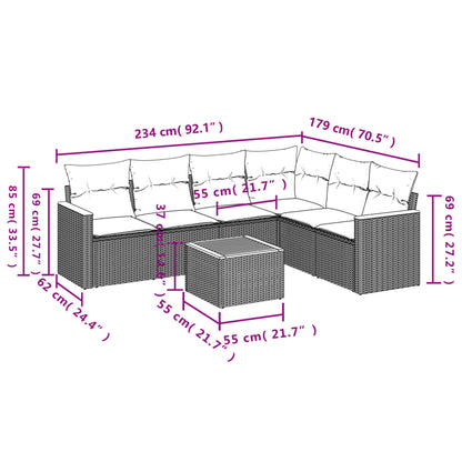 Set Divani da Giardino con Cuscini 7pz Nero Polyrattan | homemem39