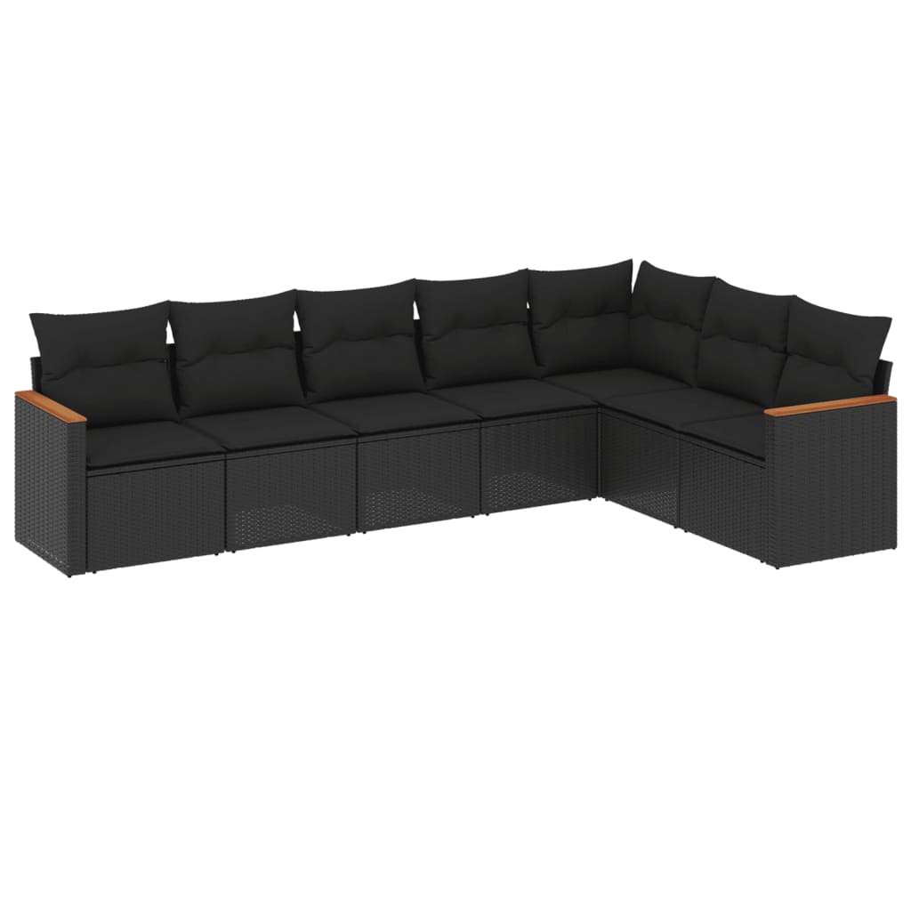 Set Divani da Giardino con Cuscini 7pz Nero Polyrattan - homemem39