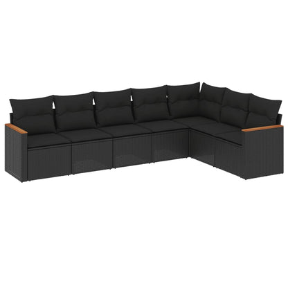 Set Divani da Giardino con Cuscini 7pz Nero Polyrattan - homemem39