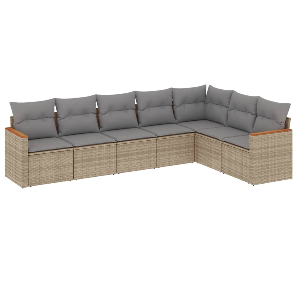 Set Divano da Giardino 7 pz con Cuscini Beige Misto Polyrattan - homemem39