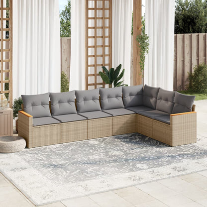 Set Divano da Giardino 7 pz con Cuscini Beige Misto Polyrattan - homemem39