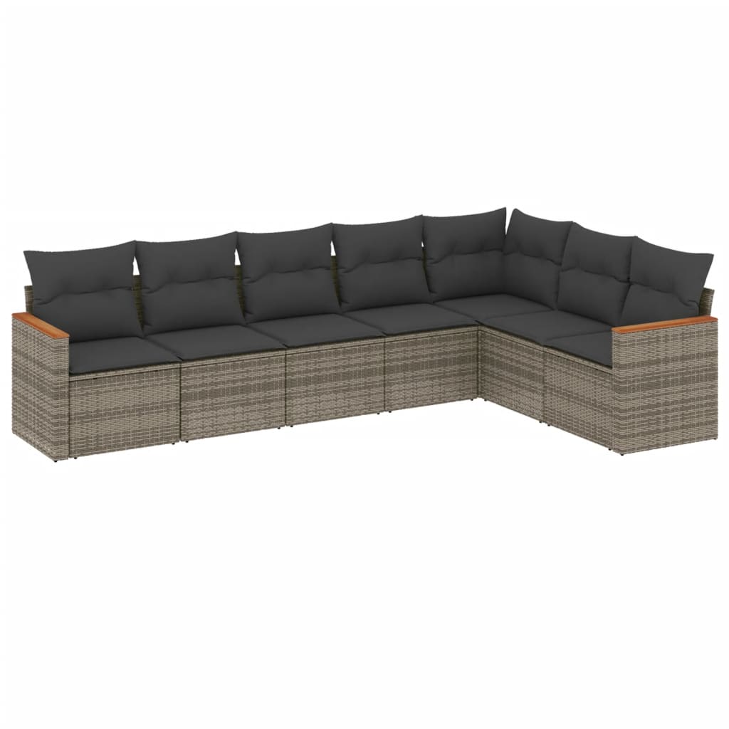 Set Divani da Giardino 7 pz con Cuscini Grigio in Polyrattan - homemem39