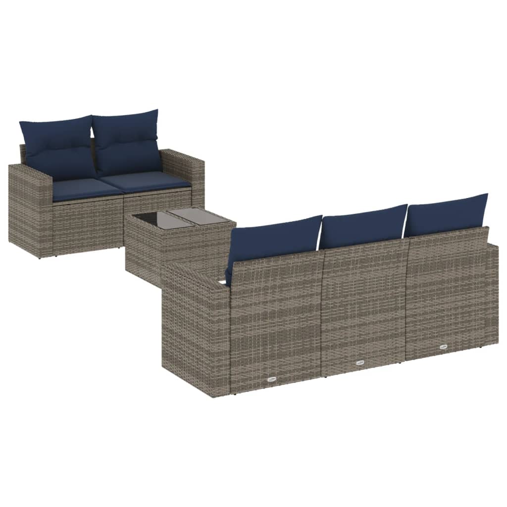 Set Divani da Giardino 6 pz con Cuscini Grigio in Polyrattan - homemem39