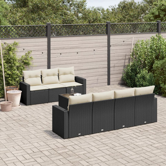 Set Divani da Giardino con Cuscini 8 pz Nero in Polyrattan | homemem39