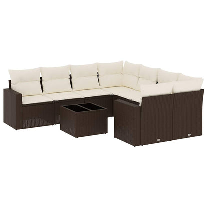 Set Divano da Giardino 9pz con Cuscini Polyrattan