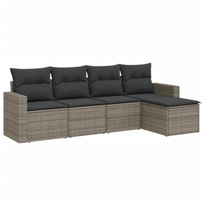 Set Divano da Giardino 5 pz con Cuscini in Polyrattan