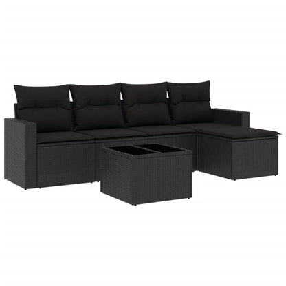Set Divano da Giardino 6 pz con Cuscini in Polyrattan