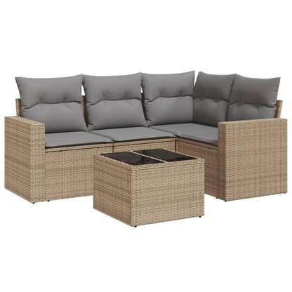 Set Divano da Giardino 5 pz con Cuscini in Polyrattan