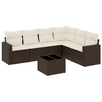 Set Divani da Giardino 7 pz con Cuscini in Polyrattan