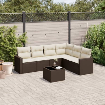 Set Divani da Giardino 7 pz con Cuscini in Polyrattan
