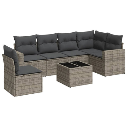 Set Divani da Giardino 7 pz con Cuscini in Polyrattan