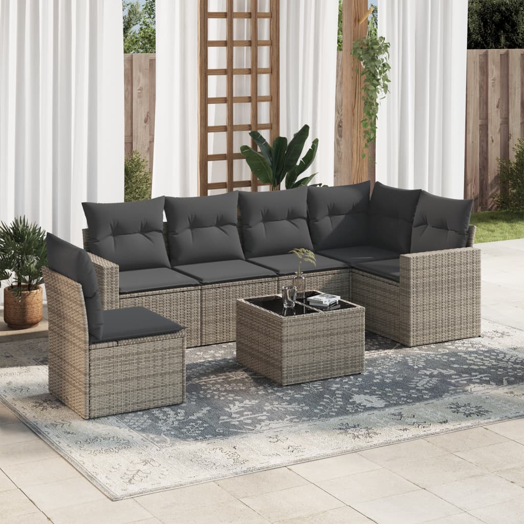 Set Divani da Giardino 7 pz con Cuscini in Polyrattan
