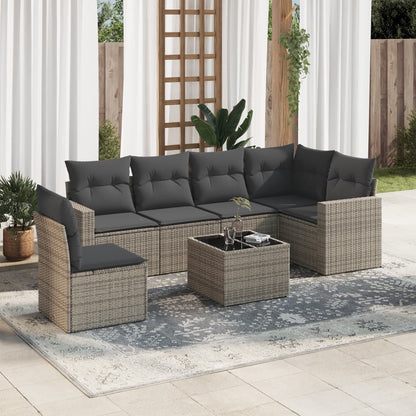 Set Divani da Giardino 7 pz con Cuscini in Polyrattan
