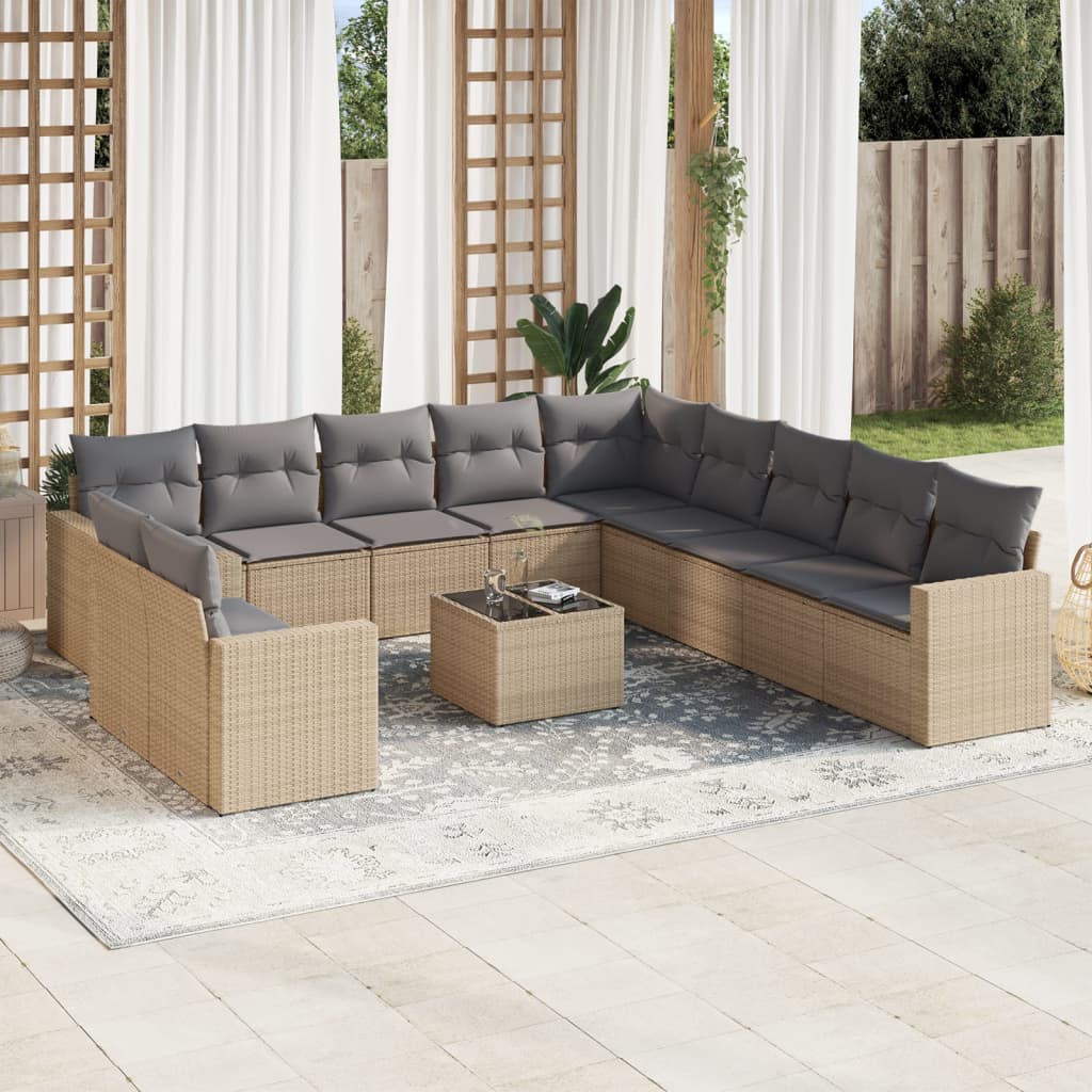 Set Divani da Giardino 12 pz con Cuscini in Polyrattan