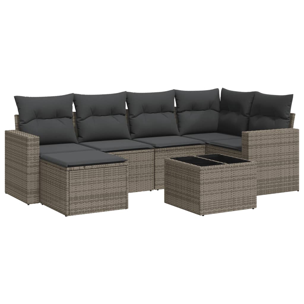 Set Divani da Giardino 7 pz con Cuscini in Polyrattan
