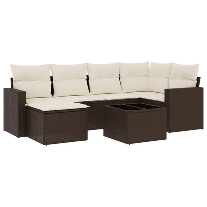 Set Divani da Giardino 7 pz con Cuscini Marrone in Polyrattan - homemem39