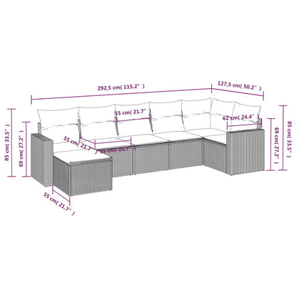 Set Divani da Giardino con Cuscini 7pz Nero Polyrattan - homemem39