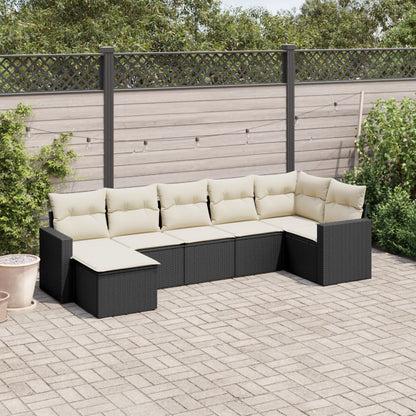 Set Divani da Giardino con Cuscini 7pz Nero Polyrattan - homemem39