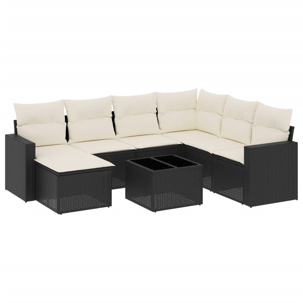 Set Divani da Giardino con Cuscini 8 pz Nero in Polyrattan