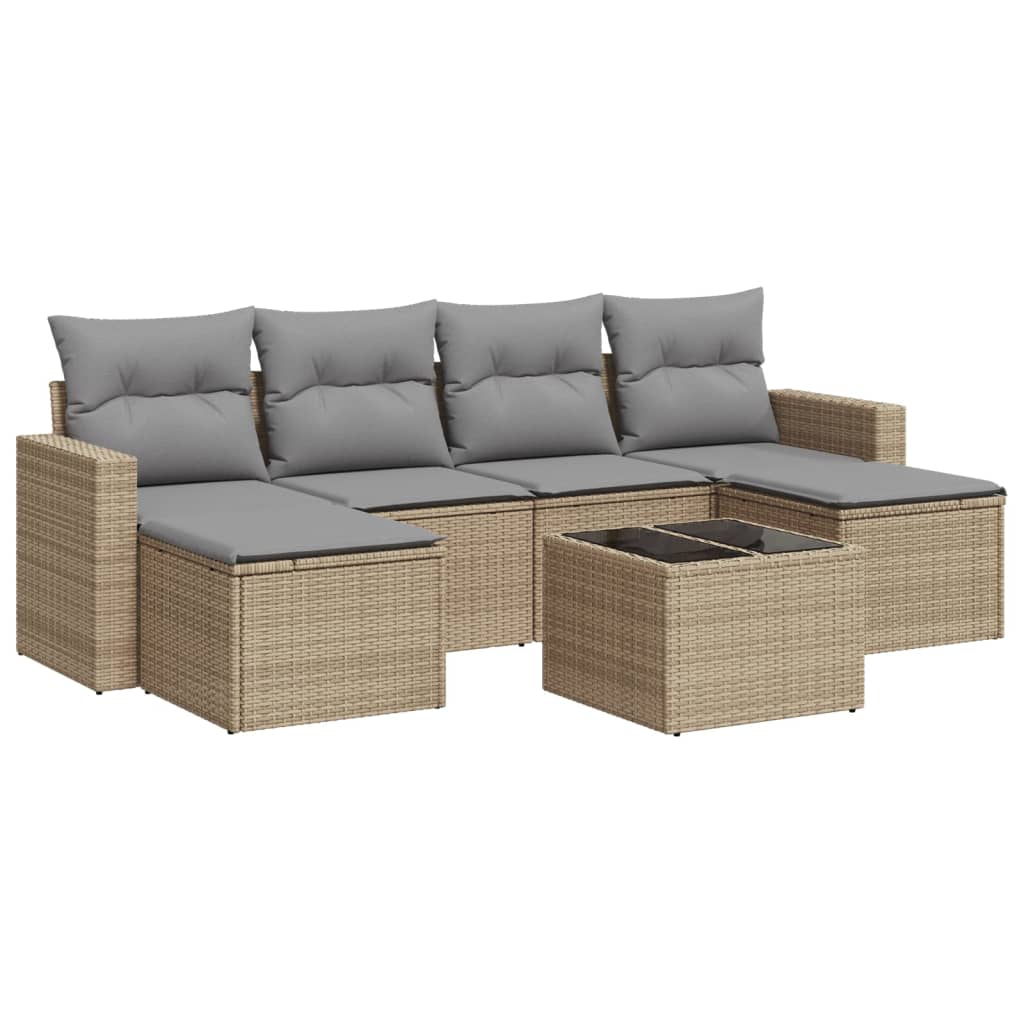 Set Divani da Giardino 7 pz con Cuscini in Polyrattan