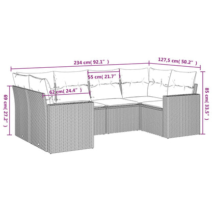 Set Divano da Giardino 6 pz con Cuscini Beige in Polyrattan | homemem39
