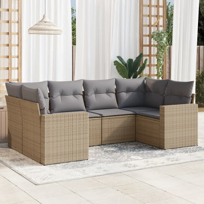 Set Divano da Giardino 6 pz con Cuscini Beige in Polyrattan | homemem39