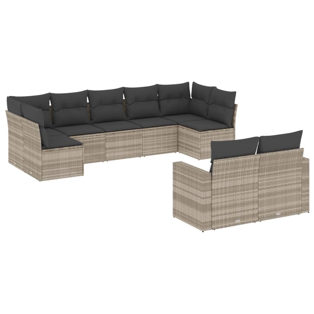 Set Divano da Giardino 9pz con Cuscini Polyrattan