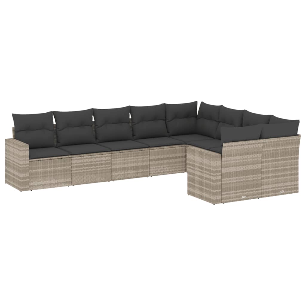 Set Divano da Giardino 9pz con Cuscini Polyrattan