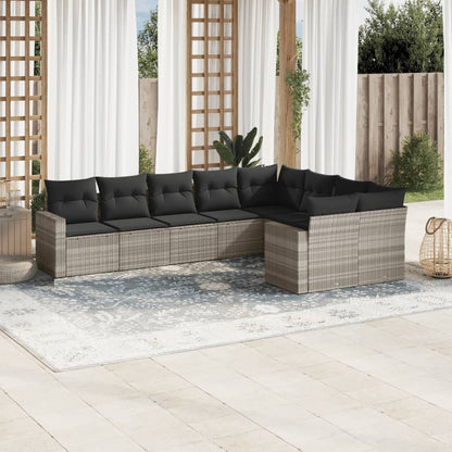 Set Divano da Giardino 9pz con Cuscini Polyrattan
