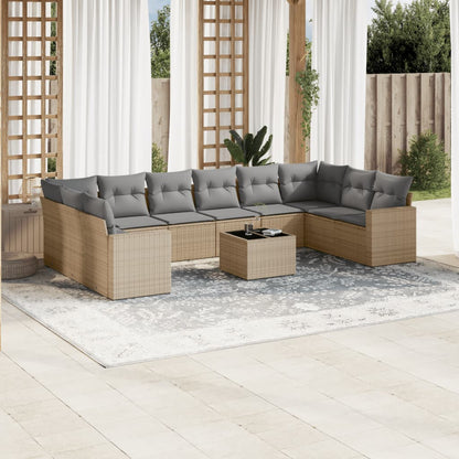 Set Divani da Giardino 11 pz con Cuscini in Polyrattan