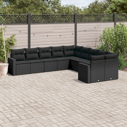 Set Divani da Giardino 10pz con Cuscini in Polyrattan