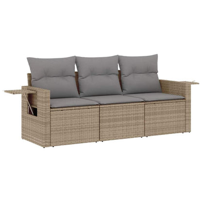 Set Divano da Giardino 3 pz con Cuscini Beige in Polyrattan - homemem39