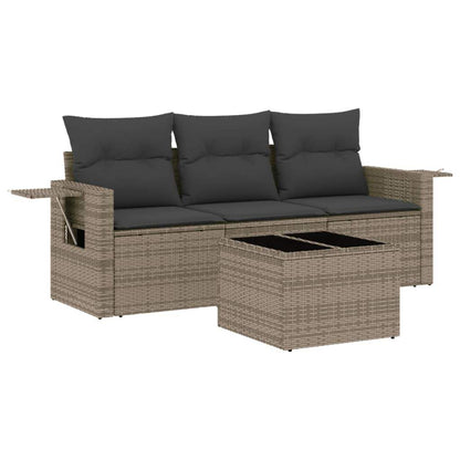 Set Divani da Giardino 4 pz con Cuscini in Polyrattan Grigio - homemem39