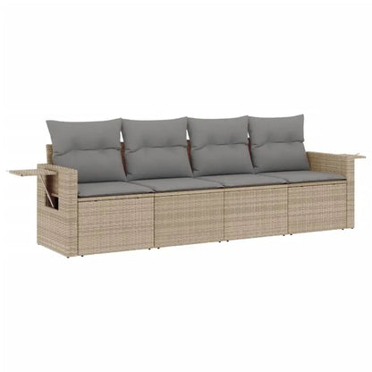 Set Divano da Giardino 4 pz con Cuscini Beige in Polyrattan - homemem39
