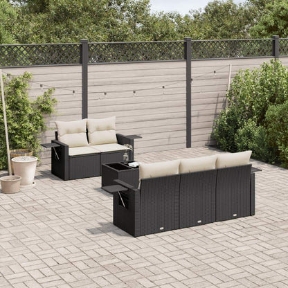Set Divano da Giardino 6 pz con Cuscini Nero in Polyrattan - homemem39