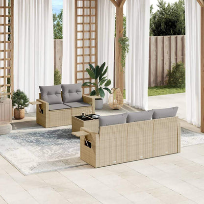 Set Divano da Giardino 6 pz con Cuscini Beige in Polyrattan - homemem39