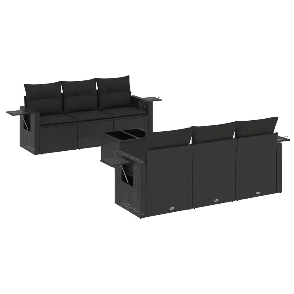 Set Divani da Giardino con Cuscini 7pz Nero Polyrattan - homemem39