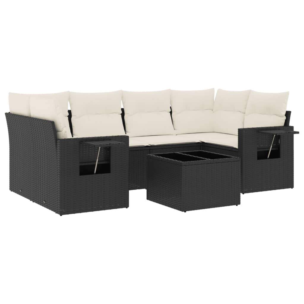 Set Divani da Giardino con Cuscini 7pz Nero Polyrattan - homemem39
