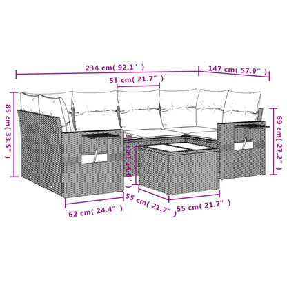 Set Divani da Giardino 7 pz con Cuscini Beige in Polyrattan | homemem39