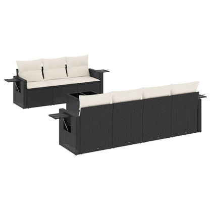 Set Divani da Giardino con Cuscini 8 pz Nero in Polyrattan - homemem39