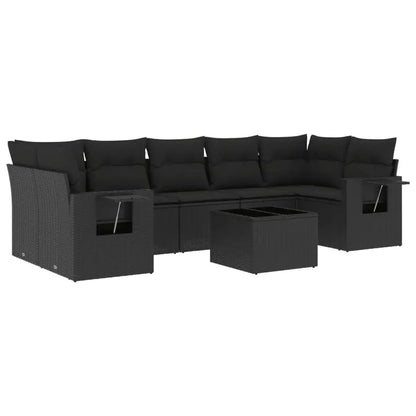 Set Divani da Giardino con Cuscini 8 pz Nero in Polyrattan - homemem39