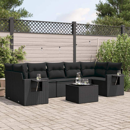 Set Divani da Giardino con Cuscini 8 pz Nero in Polyrattan - homemem39
